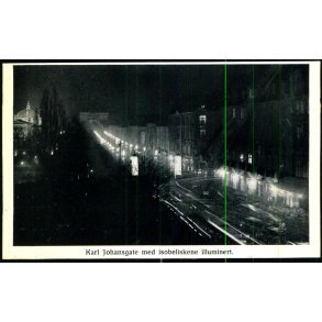 Karl Johansgate med Isobliskene Illumineret (Kronprinseparrets Modtagelse ) - Oppi u/n - Ubrugt 