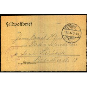 Feldpostbrief - 1 - 11 - 17 - Til Lbeek