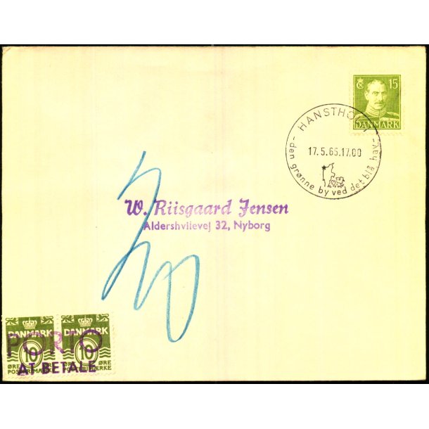 Efterporto - Brev fra Hanstholm  17 - 5 - 1965 - Efterporto 20 re