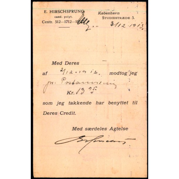 E. Hirschsprung - Kbh.K  - u/n - Brugt