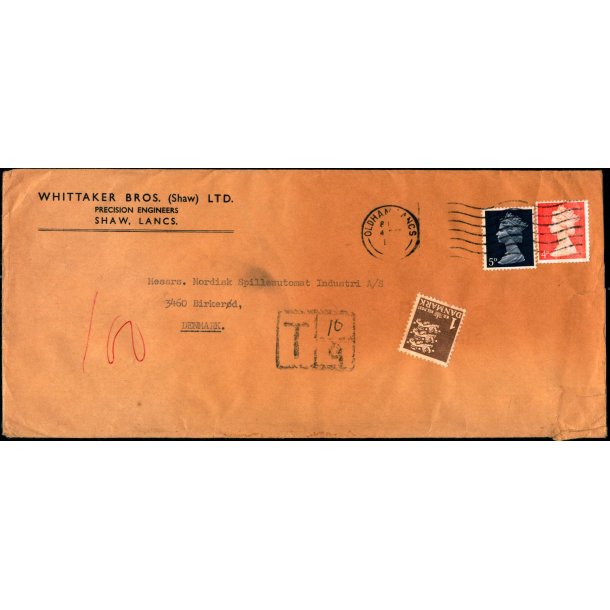 Efterporto - Brev fra England 7 - feb ?   til Birkerd