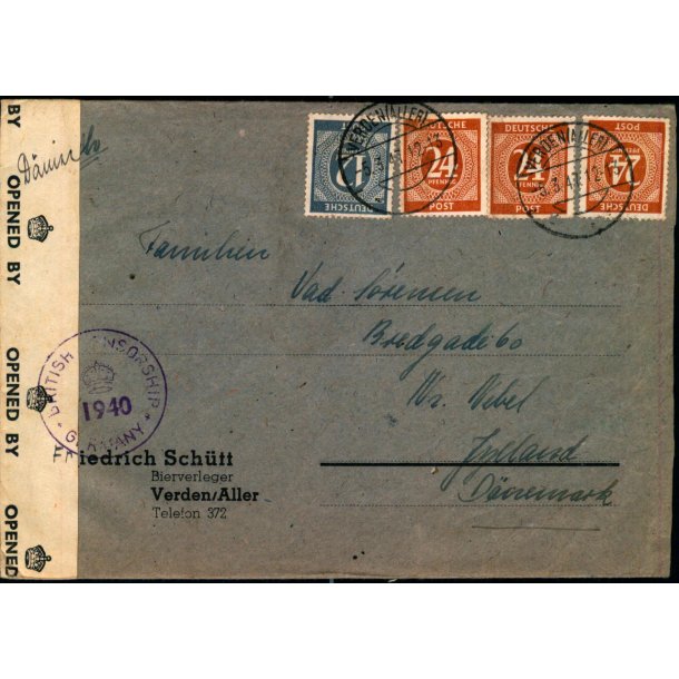 Efterkrigs Censurbrev fra Tyskland  5 - 3 - 47 - Til Nrre-Nebel