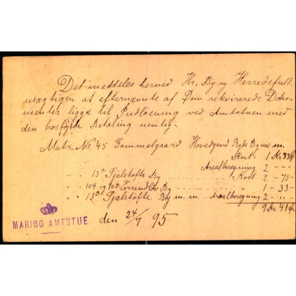 Maribo Amtsstue 24 - 7 - 95 - Helsagskort u/n - Brugt