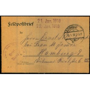Feldpostbrev - 19 - 1 - 18 - Til Hamburg