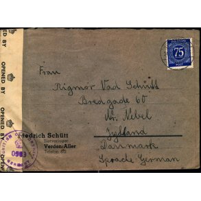 Efterkrigs Censurbrev fra Tyskland  24 - 12 - 48 - Til Nrre-Nebel