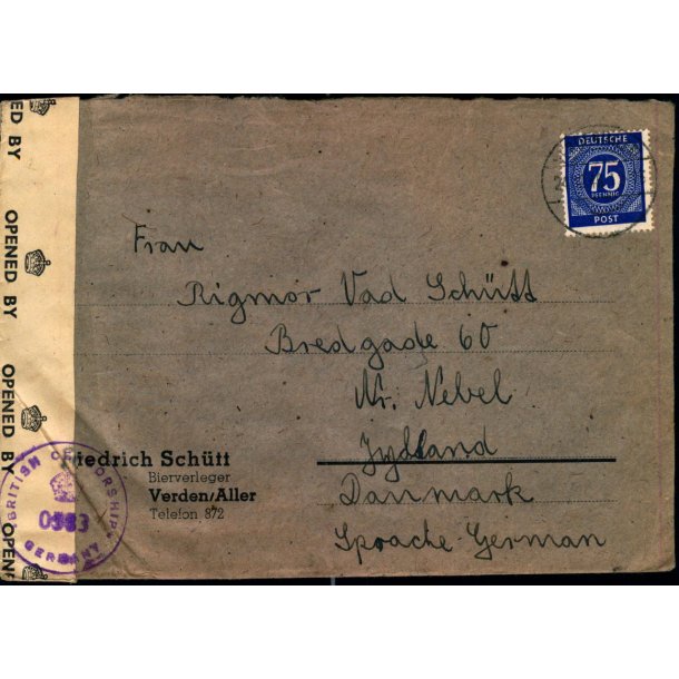 Efterkrigs Censurbrev fra Tyskland  24 - 12 - 48 - Til Nrre-Nebel