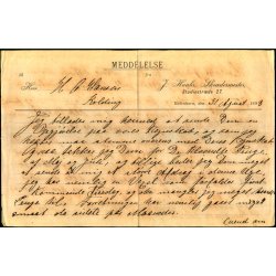 Meddelelse fra J. Haahn - Skr�ddermester - K�benhavn  - 1898