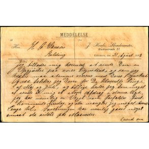 Meddelelse fra J. Haahn - Skr�ddermester - K�benhavn  - 1898