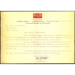 Autograf - Brev fra Henry Voersaa - 1968