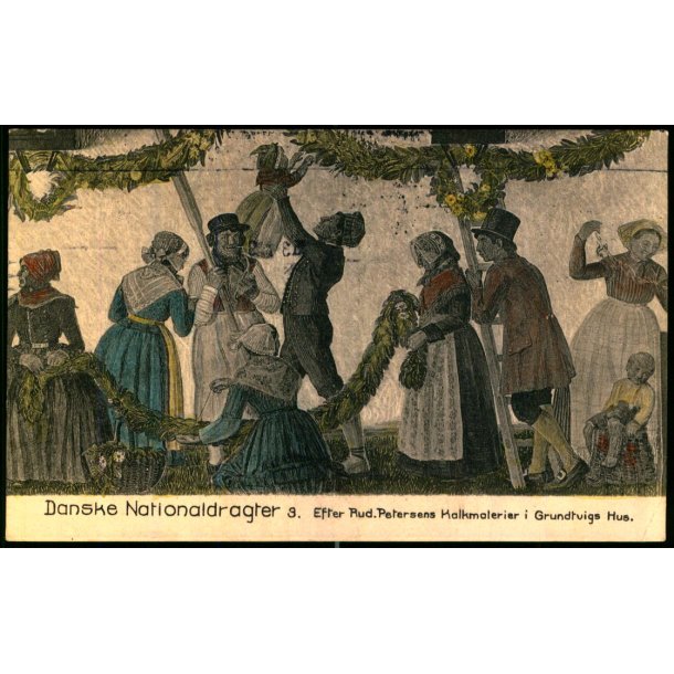 Danske Nationaldragter - 3 - R. Petersens Kalkmalerier i Grundtvigs Hus - V. Tryde - Brugt