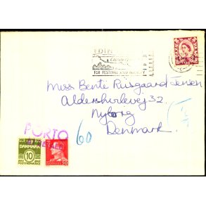 Efterporto - Brev fra England  3 - 1 - 1967 - Efterporto  60 re