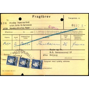 Fragtbrev - 3x 90 re Fr IX  Prov. - Fra Esbjerg til Fan 19. Aug. 1971  - Arkivhuller !
