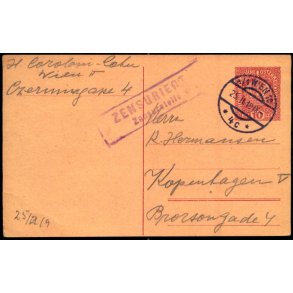 Censurpostkort fra strig  25 - 11 - 19 - Til Kbenhavn