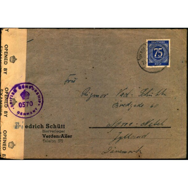 Efterkrigs Censurbrev fra Tyskland  29 - 1 - 48 - Til Nrre-Nebel