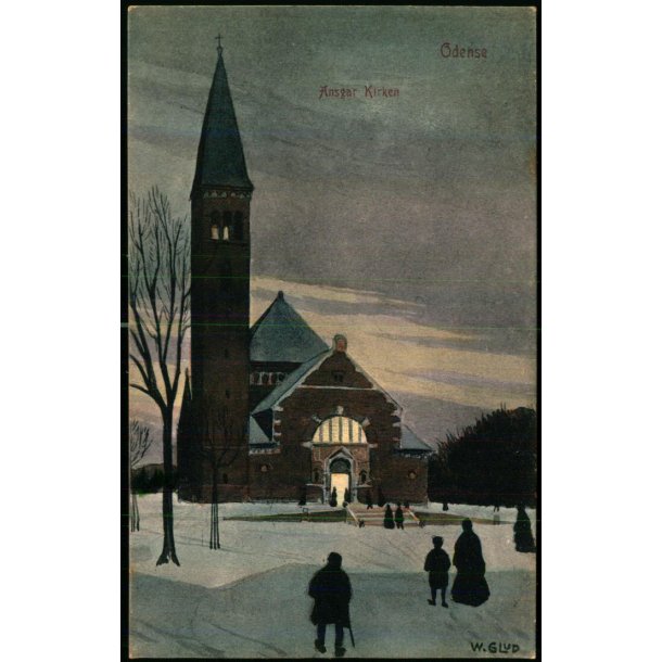 W. Glud - Odense - Ansgar kirke - W.K.F. u/n  - Brugt