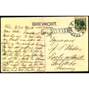 Fran Danmark i Ramme - Postkort 10 - 7 - 1910 - Til Falsterbo - Sverige