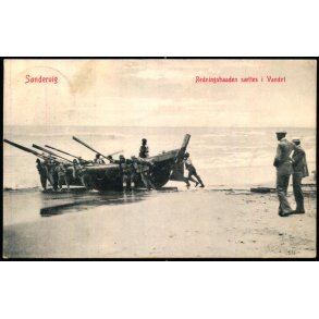 S�ndervig - Redningsbaaden s�ttes i Vandet - W.K.F. 1855 - Brugt