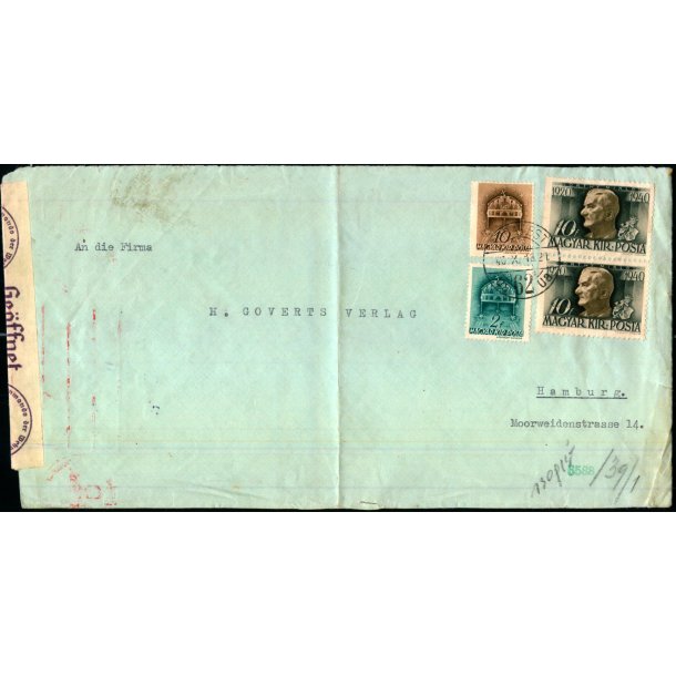 Censurbrev fra Rumnien  18 - 10 - 40 - Til Hamburg