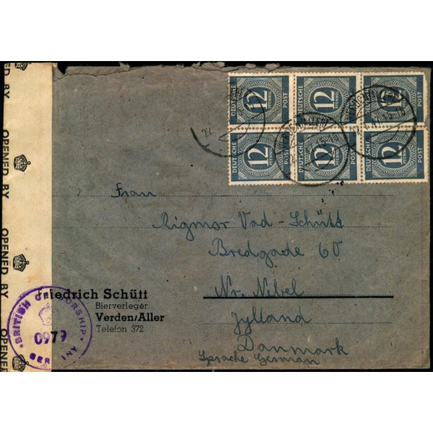 Efterkrigs Censurbrev fra Tyskland  22 - 1 - 47 - Til Nrre-Nebel