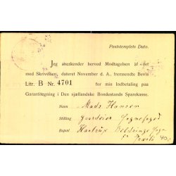 Den Sjllandske Bondestands Sparekasse - Kbh.K  - u/n - Brugt. 