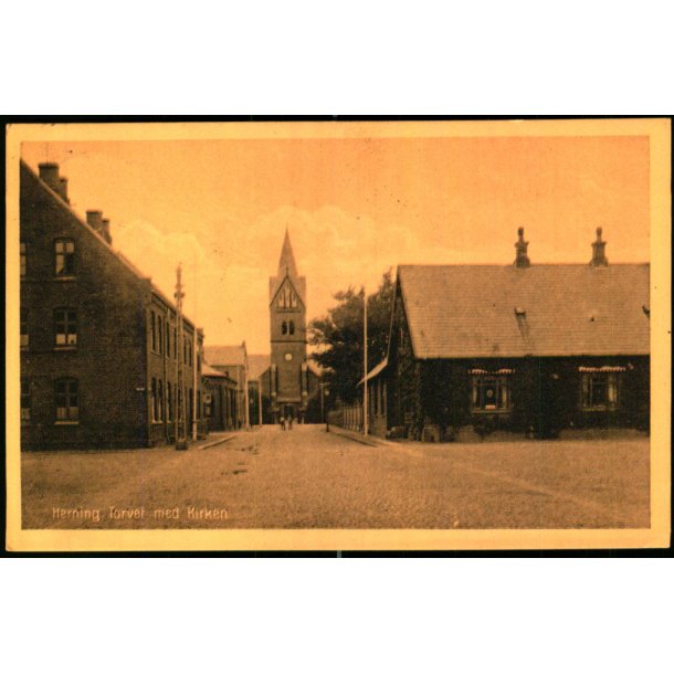 Herning - Torvet med Kirken - H. Erichens Bogh. 43047 - Brugt