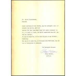 Autograf - Brev fra Claus Walter - 1969