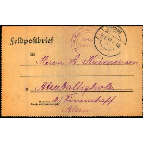Feldpostbrief - 13 - 6 - 17 - Til Alsen