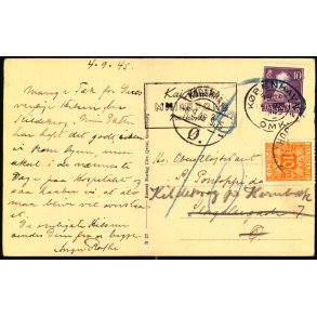  Efterporto - Postkort fra Kbenhavn til Kbh.   - 6-9-45