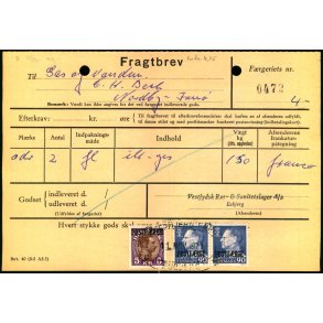 Fragtbrev - 5 Kr. Chr. X og 2 x 90 re Fr. IX Prov  - Fra Esbjerg til Fan 11. Nov. 1971 -