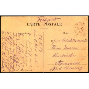 Feldpost - K.D. Feld -post -xped.   30 -8 -18 - Til Apenrade - Billedside : Pontruet