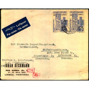 Luftpost - Censurbrev fra Portugal  16 - 12 - 40 - Til Danmark