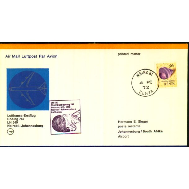 Luftpost Brev fra Kenya til Syd Afrika - 4 - 2 - 72