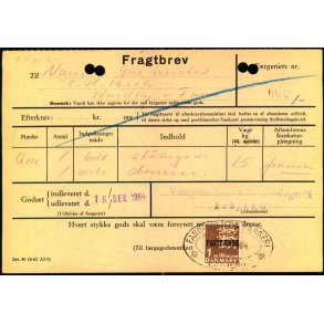 Fragtbrev -  1kr Rigsvben Prov.  - Fra Esbjerg til Fan 16. Sept.. 1964