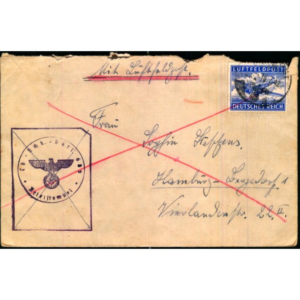 Luftpost - Censurbrev fra Tyskland  10 - 7 - 42 - Til Tyskland