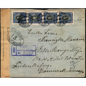 Rekomanderet Censurbrev fra Chile  20 - 7 - 17 - Til Frederiksberg