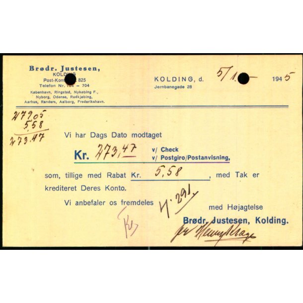 Brdr.Justesen - Kolding - u/n - Brugt