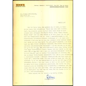 Autograf - Brev fra Stig Mervild - 1968