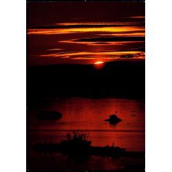 Sunset from south mountain with ship - Thule Air Base - Greenland - Thule Photo 10 - Ubrugt