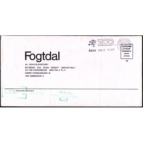 Efterporto - Ufrankeret Brev til Kbenhavn K.  - 18 - Dec. 1972