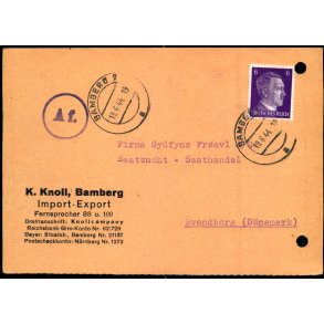 Censurpostkort fra Tyskland  19 - 6 - 44 - Til Svendborg