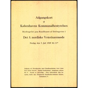 Adgangskort til K�benhavns Komunalbestyrelse  - 1939
