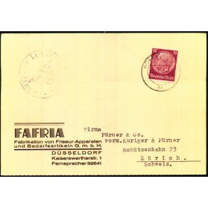 Luftpost - Censurkort fra Tyskland  2 - 10 - 38 - Til Schweiz