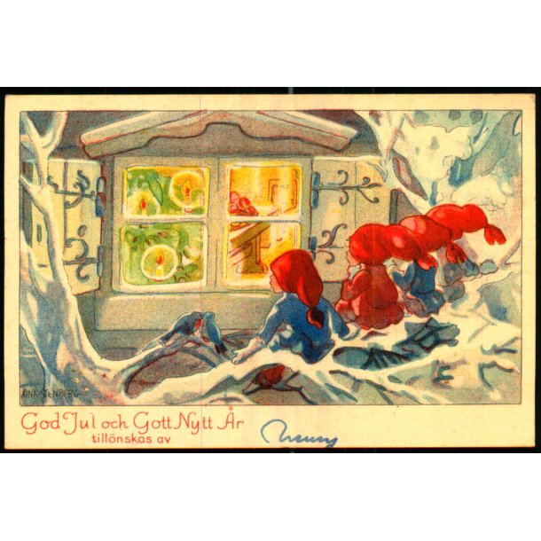 God Jul - Gott Nytt r - Lille Kort 7x10 cm - Holm u/n - Brugt