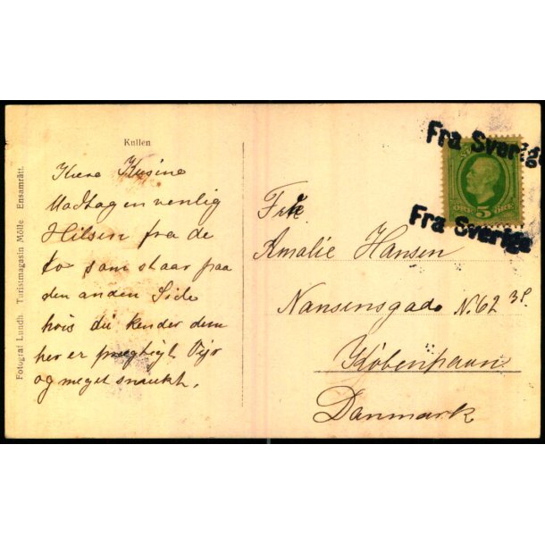 Fra Sveriege  - Postkort ? - ? -  Til Kbenhavn