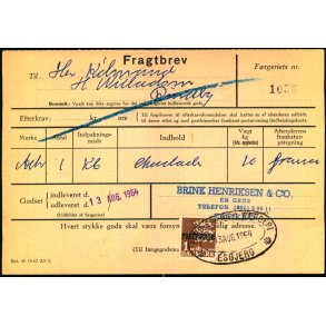 Fragtbrev -  1kr Rigsvben Prov.  - Fra Esbjerg til Fan 13. Aug. 1964