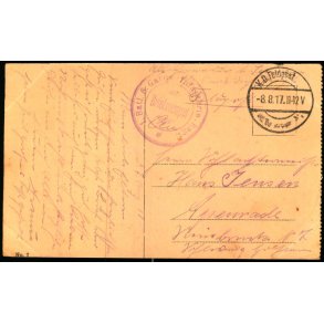 Feldpost - K.D. Feldpost   8 - 8  -17 - Til Apenrade - Billedside :  Wilna