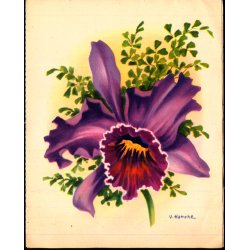 V. Hancke - Lyknskningsfoldudkort med Orkide der foldes ud - Vilkig &amp; Landsbo Imp. 598