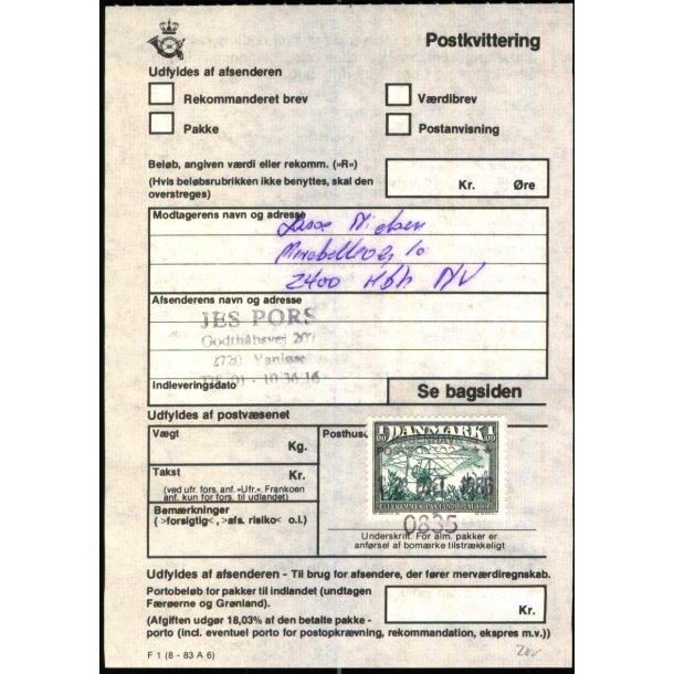 Postkvittering - 17 - 10 - 86