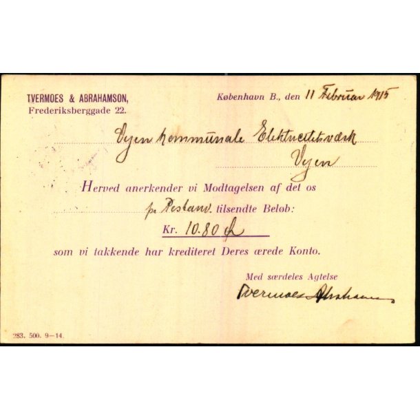 Tvermoes &amp; Abrahamson - Kbh.K.  - u/n - Brugt