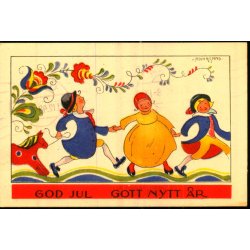 God Jul - Gott Nytt r - Lille Kort 7x10 cm - Svensk u/n - Brugt